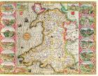 Wales, engraved by Jodocus Hondius (1563-1612) from John Speed's 'Theatre of the Empire of Great Britain', pub. by John Sudbury and George Humble, 1611-12 (hand coloured copper engraving)