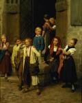 Schoolchildren Watching a Boy Cry, 1861 (oil on canvas)