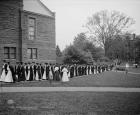 Seniors marching to chapel, Mt. Holyoke College, South Hadley, Massachusetts, c.1908 (b/w photo)
