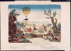 Appearance of the Hot-Air Balloon of Jean Pierre Blanchard (1753-1809) between Calais and Boulogne, 1785 (coloured engraving)