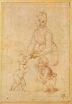 Study of the Virgin for 'La Belle Jardinière' or Madonna and Child with Saint John the Baptist (ink on paper)