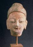 Head of a statue of Buddha, from Bezeklik, 9th-10th century (painted clay)