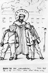 William Morris and Edward Burne-Jones being blessed by Chaucer, cartoon, 1896 (pen & ink) (b/w print)