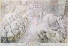 Banquet at the Sandricourt Tournament in 1493 (brown ink & pencil on paper)