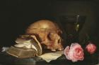 A Vanitas Still Life with a Skull, a Book and Roses, c.1630 (oil on wood)