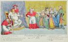 Presentation of the Mares to the Holy Father, caricature of the introduction of Adelaide (1732-1800) and Victoire de France (1733-99) to the Pope, 17th April 1791 (coloured engraving)
