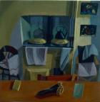Gloves on Kitchen Table; 1998, (oil on canvas)
