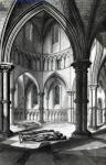 Interior of the Temple Church showing the effigies of the Knights (engraving) 9b/w photo)