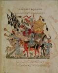 Ar 5847 f.94v Caravan going to Mecca from 'The Maqamat' (The Meetings) by Al-Hariri, c.1240 (vellum)