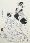 Two Female Figures (colour woodblock print, 4th block)