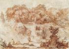 Gardens of the Villa d'Este, from the foot of the waterfall (red chalk on paper)