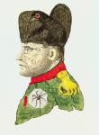 Caricature of Napoleon Bonaparte (1769-1821) (colour engraving)