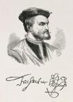 Jacques Cartier (1491-1557) illustration from Volume IV of 'Narrative and Critical History of America', 1886 (engraving)