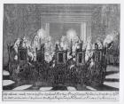 The Signing of the Treaty of Utrecht on 11th April 1713 (engraving) (b&w photo)