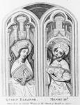 Queen Eleanor and Henry III, taken from an ancient window in the Church of Boxhill, Sussex (engraving)