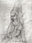 Charlotte de Savoie (c.1442-83) wife of Louis XI (1422-83) from the'Recueil d'Arras' (charcoal on paper) (b/w photo)