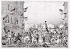 Barricade at the Rue Dauphine, 29th July 1830, engraved by H. Delaporte (litho)