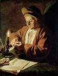 The Elderly Writer (oil on canvas)