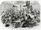 The Restaurant of wet feet, at the Marche des Innocents in Paris (engraving) (b/w photo)