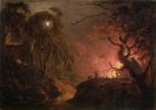 A Cottage on Fire at Night, c.1785-93 (oil on canvas)