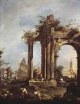 Capriccio with Roman Ruins, a Pyramid and Figures, 1760-70 (oil on canvas)