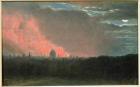 Fire in London seen from Hampstead (oil on paper laid on panel)
