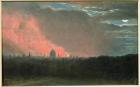 Fire in London seen from Hampstead (oil on paper laid on panel)