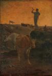 Calling the Cows Home, c.1872 (oil on wood)