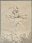 Female Dancer with a Tambourine, 1790-95 (w/c with pen & inks and graphite on paper)