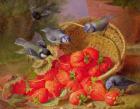 Still Life with Strawberries and Bluetits