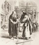 Illustration for The Merchant of Venice, Shylock and Tubal meet in the street, Act III, Scene I, from 'The Illustrated Library Shakespeare', published London 1890 (litho)
