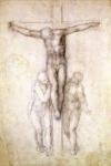 Study of Christ on the Cross between the Virgin and St. John the Evangelist (black chalk on paper) (recto)
