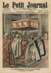 The Coronation of King George V (1865-1936) and the Ceremony of Unction at Westminster Abbey, 23 June 1911, illustration from 'Le Petit Journal', supplement illustre, 2nd July 1911 (litho)