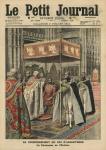 The Coronation of King George V (1865-1936) and the Ceremony of Unction at Westminster Abbey, 23 June 1911, illustration from 'Le Petit Journal', supplement illustre, 2nd July 1911 (litho)