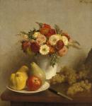 Flowers and Fruit, 1865 (oil on canvas)