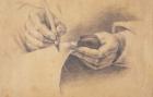 Drawing Hands, 1798 (black chalk heightened with white on brown paper)
