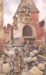 British Soldiers in the Ruins of Peronne, 1917 (w/c on paper)