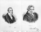 Esprit Auber (1782-1871) and Ludwig van Beethoven (1770-1827) (litho) (b/w photo)
