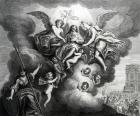 Apotheosis of Charles I (1600-49) engraved by B.Baren (engraving) (b/w photo)