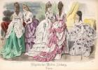 Ballgowns, fashion plate from the 'Allgemeine Moden-Zeitung', Leipzig, 1872 (coloured engraving)