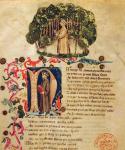 Ms It.474 Opening scene of Dante's 'Divine Comedy' with the figure of Dante in the dark wood (vellum)