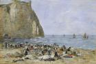 Washerwomen on the beach of Etretat, 1894 (oil on wood)