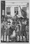 The Manner in which the American Colonists Declared Themselves Independent of the King, 1776 (engraving) (b&w photo)