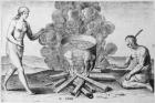 Cooking in a Pot, engraving by Gysbert van Veen (1562-1628) (engraving)