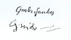 Signature of Guy Fawkes (1570-1606) (engraving) (b&w photo)
