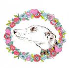 Silvertips Greyhound With Floral Border, 2012 (pen and ink, digital)