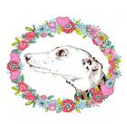 Silvertips Greyhound With Floral Border, 2012 (pen and ink, digital)