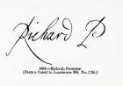 Reproduction of the signature of Richard Cromwell (1626-1712) Lord Protector (pen & ink on paper) (b/w photo)