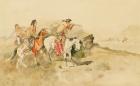 Attack on the Muleteers, c.1895 (pencil & w/c on paper)