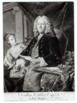 Colley Cibber (1671-1757) 1758, engraved by Edward Fisher (1722-85) (engraving) (b&w photo)